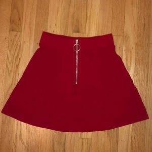 Red Circle Skirt with Zipper Detail